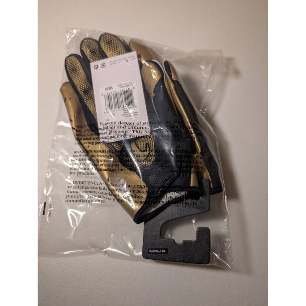 Nike Vapor Jet 7.0‎ Football Gloves 2XL Black/Gold Lightweight Grip New - Picture 2 of 2